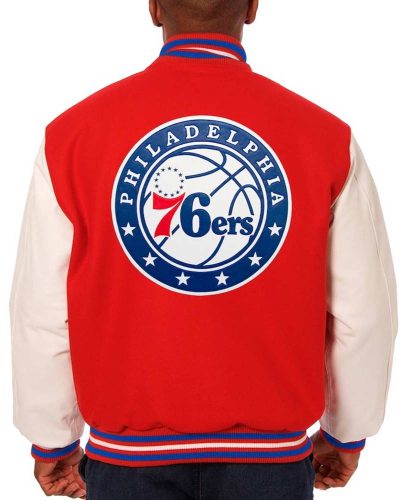 Red/white Philadelphia 76ers Varsity Jacket