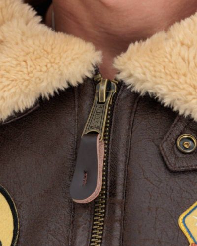 Alpha Industries B-3 Brown Leather Bomber Jacket