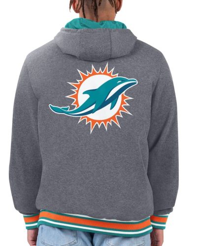 Men's G-iii Sports By Carl Banks Aqua/orange Miami Dolphins Commemorative Reversible Full-zip Jacket