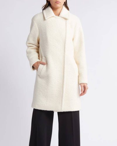 Bcb Generation Cream Walker Notch Lapel Longline Bouclé Coat