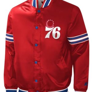 Philadelphia 76ers Slider Red Varsity Satin Jacket