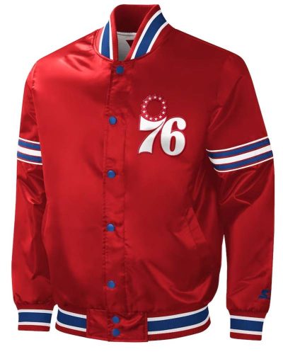 Philadelphia 76ers Slider Red Varsity Satin Jacket