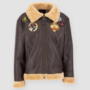 Alpha Industries B-3 Brown Leather Bomber Jacket