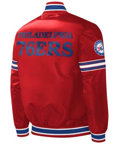 Philadelphia 76ers Slider Red Varsity Satin Jacket