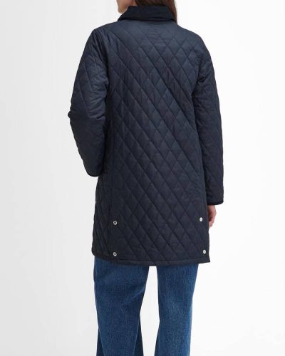 Barbour Navy Blue Tulip Corduroy Trim Quilted Coat