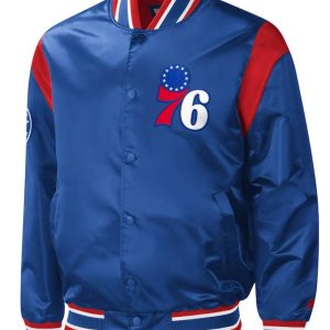 Philadelphia 76ers Force Play Royal Varsity Satin Jacket