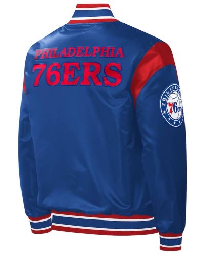 Philadelphia 76ers Force Play Royal Varsity Satin Jacket