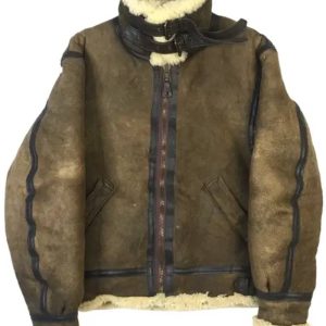 Avirex B-3 Brown Sheepskin Leather Bomber Jacket