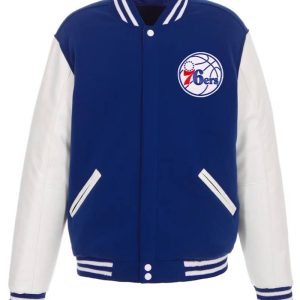 Philadelphia 76ers Royal And White Varsity Jacket