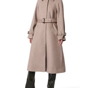 Bernardo Belted Wool Blend Melton Coat