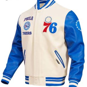 Philadelphia 76ers Cream Retro Classic Varsity Jacket