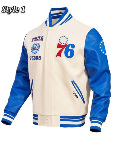 Philadelphia 76ers Cream Retro Classic Varsity Jacket