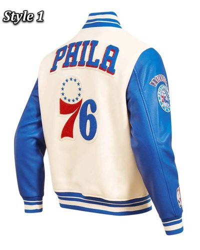 Philadelphia 76ers Cream Retro Classic Varsity Jacket