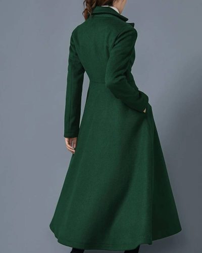 Women’s Swing Dark Green Wool Coat