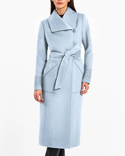 Baby Alpaca Long Wide Collar Wrap Coat
