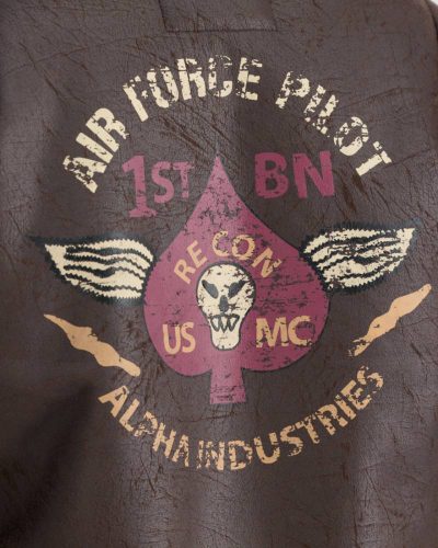Alpha Industries B-3 Brown Leather Bomber Jacket