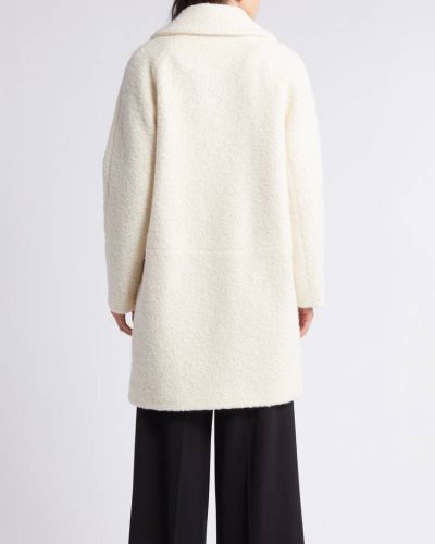 Bcb Generation Cream Walker Notch Lapel Longline Bouclé Coat