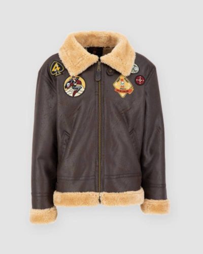 Alpha Industries B-3 Brown Leather Bomber Jacket
