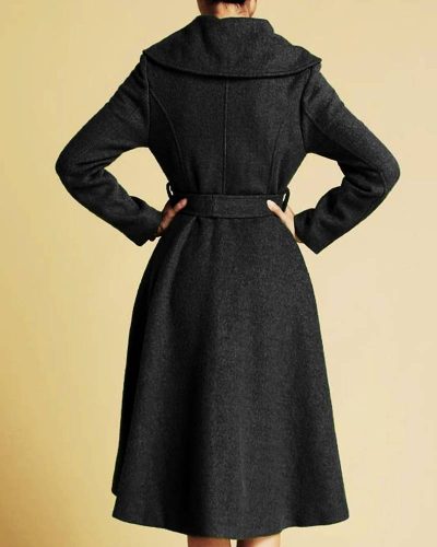 Women’s Feminine Swing Fit And Flare Wool Coat