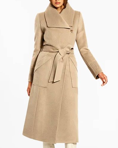 Baby Alpaca Long Wide Collar Wrap Coat