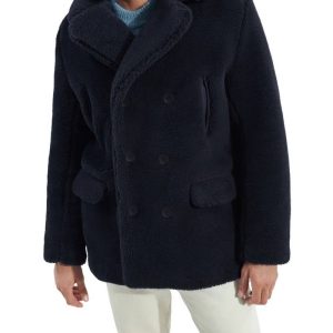 Ashbury Ugg Fluff Navy Blue Faux Fur Peacoat