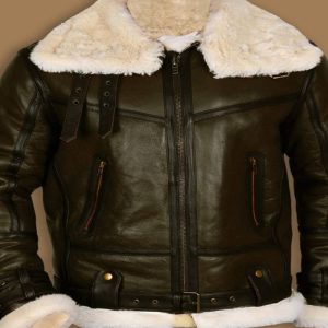 B3 Bomber Sheepskin Green Leather Jacket