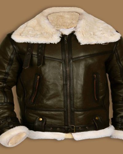 B3 Bomber Sheepskin Green Leather Jacket
