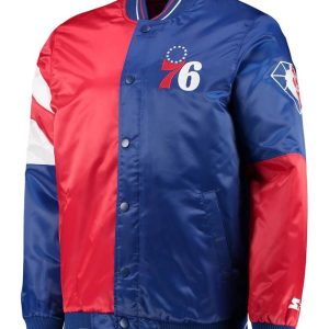 Philadelphia 76ers 75th Anniversary Leader Color Block Full-snap Satin Jacket