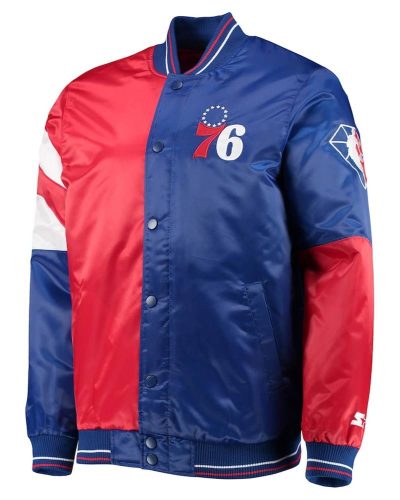 Philadelphia 76ers 75th Anniversary Leader Color Block Full-snap Satin Jacket