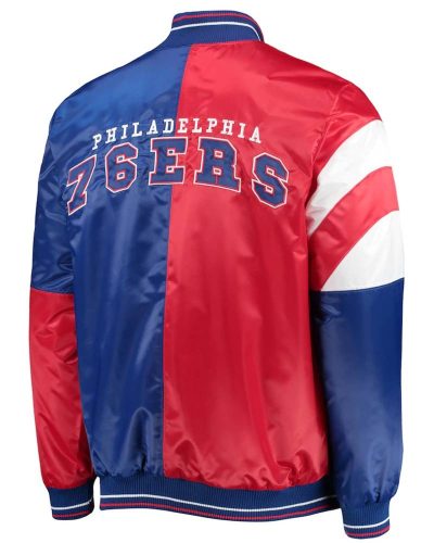 Philadelphia 76ers 75th Anniversary Leader Color Block Full-snap Satin Jacket