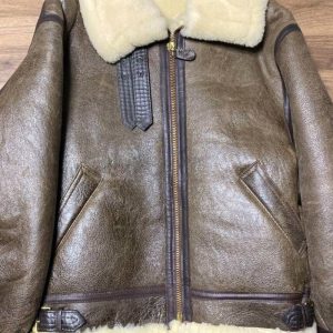 Avirex B-3 Mouton Brown Leather Flight Bomber Jacket