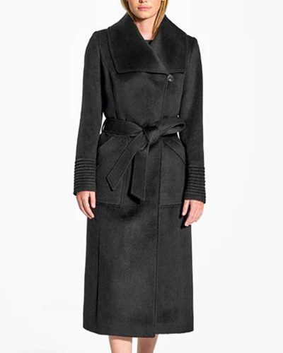 Baby Alpaca Long Wide Collar Wrap Coat
