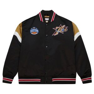 Philadelphia 76ers Heavyweight Black Satin Jacket