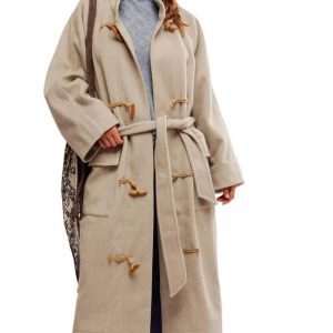 Alma Free People Heathered Coffee Long Duffle Coat