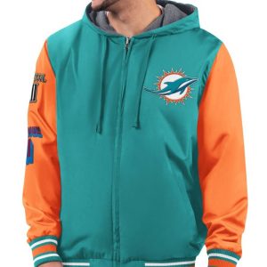 Men's G-iii Sports By Carl Banks Aqua/orange Miami Dolphins Commemorative Reversible Full-zip Jacket