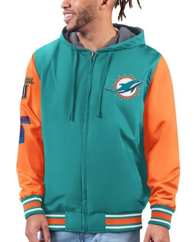 Men's G-iii Sports By Carl Banks Aqua/orange Miami Dolphins Commemorative Reversible Full-zip Jacket