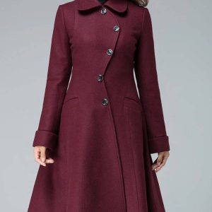 Women’s Designer Retro Maroon Coat