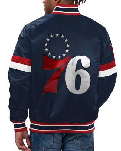 Philadelphia 76ers Home Game Navy Satin Jacket