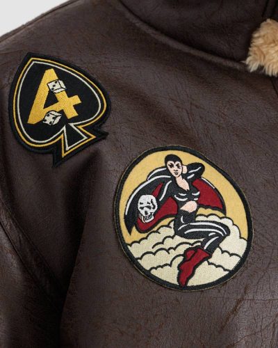 Alpha Industries B-3 Brown Leather Bomber Jacket