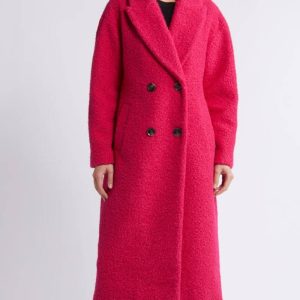 Bcb Generation Magenta Double Breasted Bouclé Long Coat