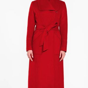 Baby Alpaca Long Wide Collar Wrap Coat