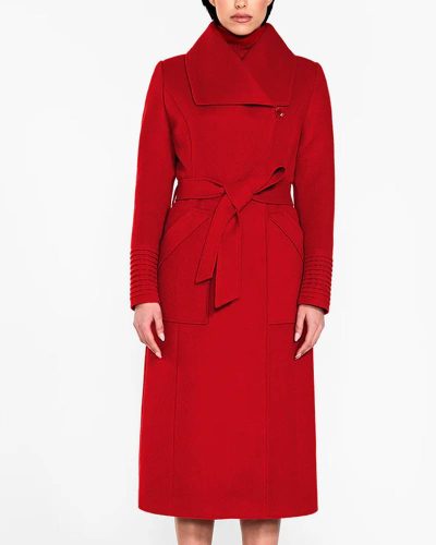 Baby Alpaca Long Wide Collar Wrap Coat