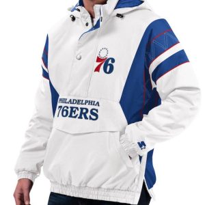 Home Team Philadelphia 76ers White Half-zip Jacket