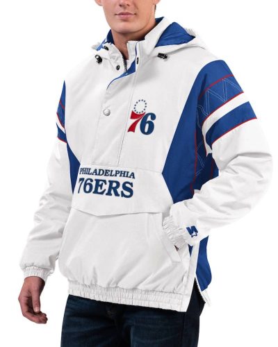 Home Team Philadelphia 76ers White Half-zip Jacket