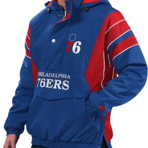 Home Team Philadelphia 76ers Royal Half-zip Hoodie Jacket