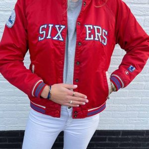 Red Philadelphia 76ers Bomber Jacket