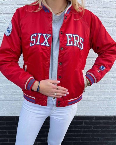 Red Philadelphia 76ers Bomber Jacket