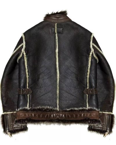 Avirex B-3 Real Shearling Black And Brown Sheep Leather Jacket