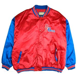 Philadelphia 76ers Classics Red And Blue Satin Jacket