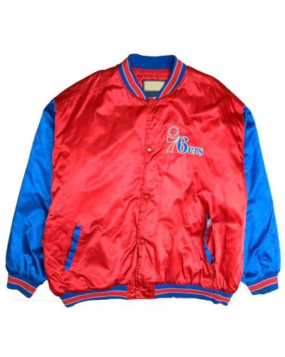 Philadelphia 76ers Classics Red And Blue Satin Jacket
